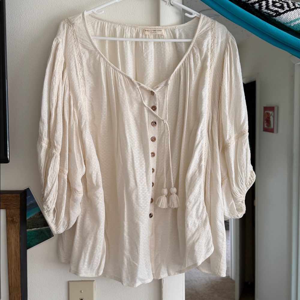 Spell Lottie puff sleeve blouse medium